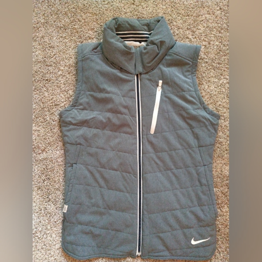 Nike Women's Golf Sport Sleeveless Full Zip Hooded Grey Vest Size S